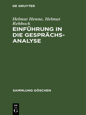 cover image of Einführung in die Gesprächsanalyse